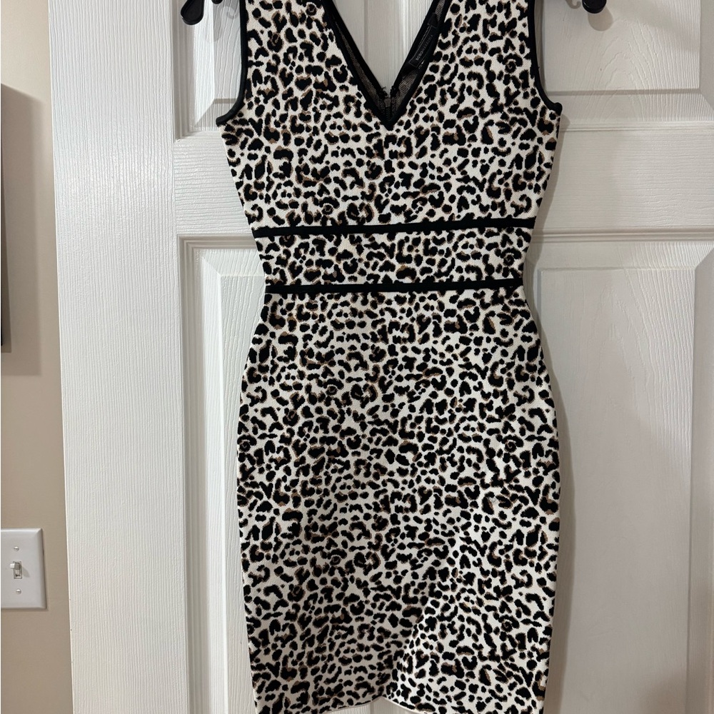 BCBGMaxAzria Black and White Bodycon Mini Dress